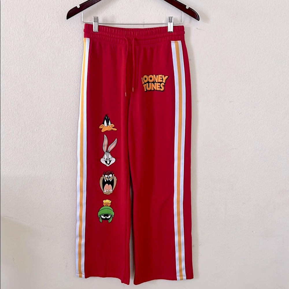 Looney Tunes Red Track Pants Womens Size Small Bugs Bunny Daffy Duck